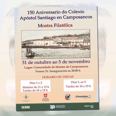 Camposancos acoge una exposicin filatlica por el 150 aniversario del histrico Colegio Apstol Santiago