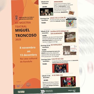 El teatro vuelve a Randufe con la XII Mostra Miguel Troncoso, que arranca con el magosto el 8 de noviembre