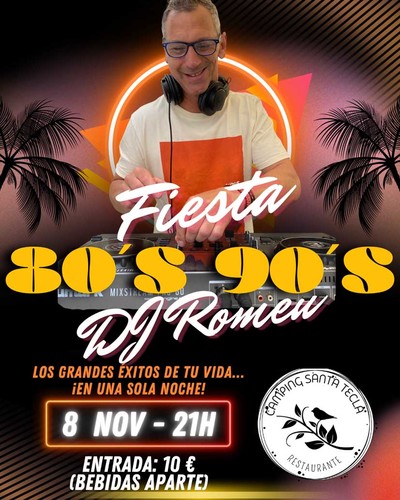 A Guarda volver a los 80s y 90s: el Restaurante Camping Santa Tecla organiza una noche musical con DJ Romeu y pinchos incluidos