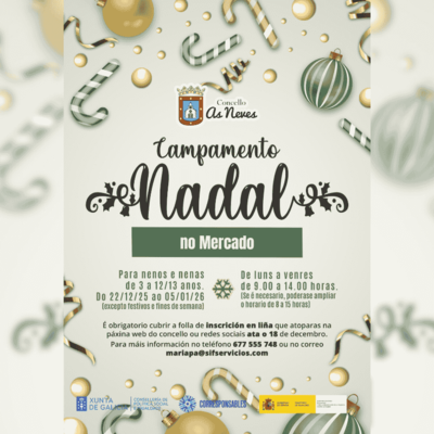 Nios y nias de As Neves podrn disfrutar del campamento navideo desde el 22 de diciembre hasta el 5 de enero