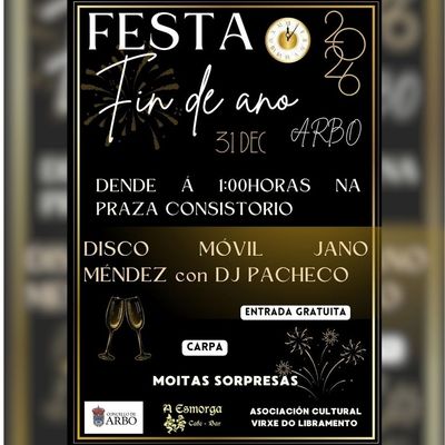 Arbo despide 2025 con una fiesta de fin de ao en la Praza Consistorio