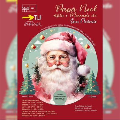 Papa Noel llega al Mercado de San Antonio de Tui 