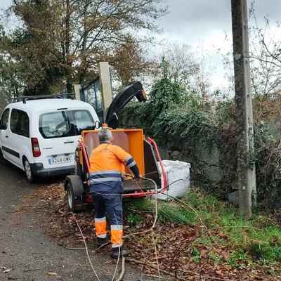 El Concello de Salceda realiza podas en varias parroquias para garantizar el alumbrado y fomentar el compostaje comunitario