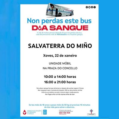 La Praza do Concello de Salvaterra recibe este jueves una unidad m�vil de donaci�n de sangre