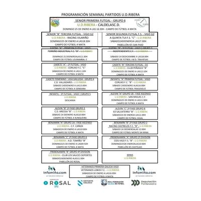 Agenda completa de la U.D. Ribera: todos los partidos del fin de semana en O Rosal, Vigo y otros lugares de la comarca