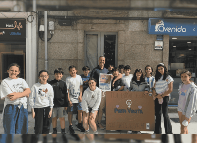 El alumnado del CEIP Pluriling�e n�mero uno de Tui impulsa una red de puntos violetas