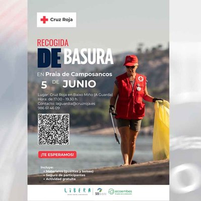 Cruz Roja Baixo Mi�o organiza una recogida de basura en la playa de Camposancos por el D�a Mundial del Medio Ambiente