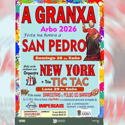 A Granxa celebra las fiestas de San Pedro 2026 con dos d�as de m�sica y gastronom�a en Arbo