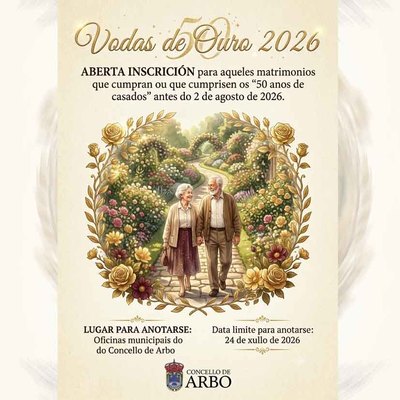 Arbo abre el plazo de inscripci�n para homenajear a las parejas que celebran sus Bodas de Oro