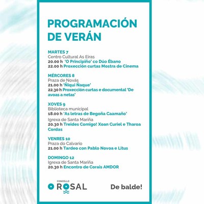 O Rosal ofrece ocho propuestas culturales gratuitas del 7 al 12 de julio