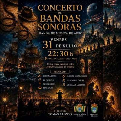 La Banda de M�sica de Arbo llevar� las grandes bandas sonoras del cine a la Praza do Consistorio