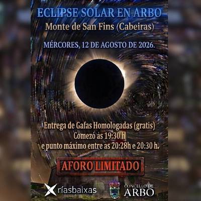 Arbo invita a seguir el eclipse solar del 12 de agosto desde el Monte de San Fins