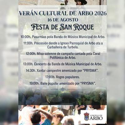 Arbo celebra este domingo su tradicional Romar�a de San Roque con m�sica, gastronom�a y actividades para toda la familia
