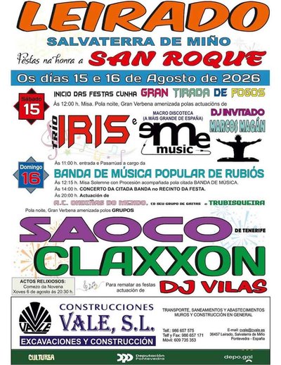 Leirado prepara dos d�as de fiesta en honor a San Roque en Salvaterra de Mi�o