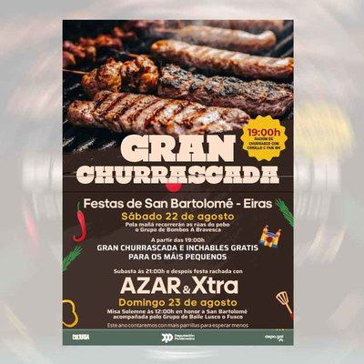 Eiras celebra las Festas de San Bartolom� con una gran churrascada y m�sica en directo