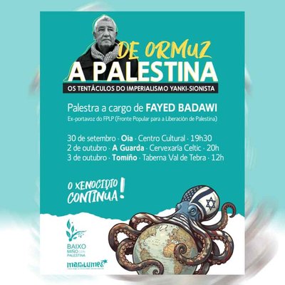 Oia, A Guarda y Tomi�o acogen la gira del activista palestino Fayez Badawi