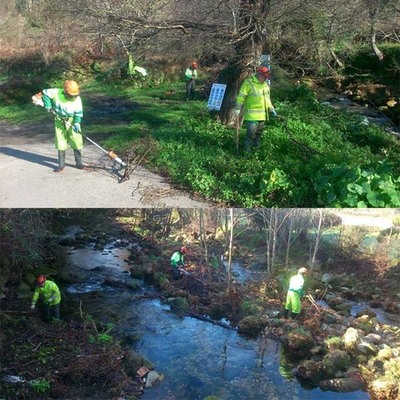 A Xunta executa actuacións de conservación e limpeza nos treitos interurbanos do río Peitán ao seu paso polo Concello de Oia 