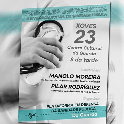 Acto Público da Plataforma pola defensa da sanidade pública da Guarda este xoves