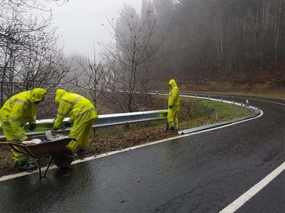 A deputación remata os traballos para a instalación dunha barreira de seguridade na EP 3101 entre Tebra e Cristelos, en Tomiño