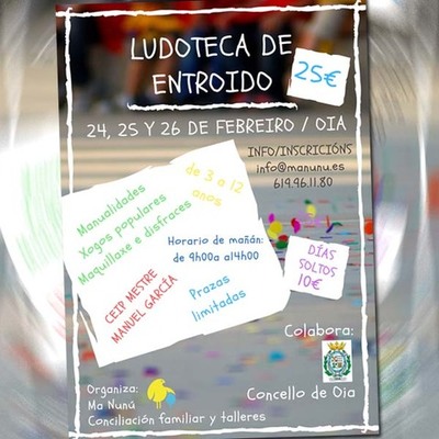 Ludoteca de entroido en Oia para nenos e nenas de 3 a 12 anos