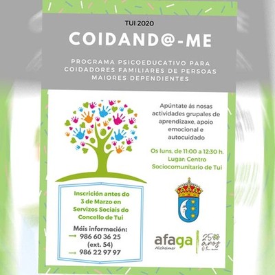 O Concello de Tui e AFAGA impartirán en Tui un programa dirixido a coidadores familiares de persoas dependentes
