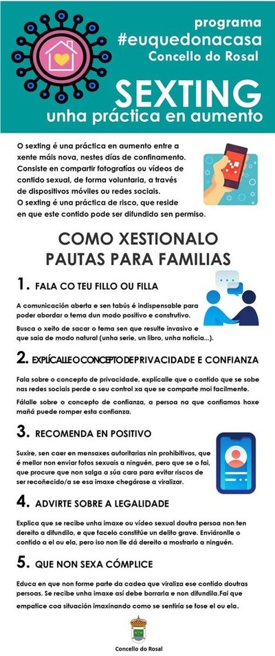 O Rosal aporta recomendacións para abordar o sexting,  unha práctica en aumento durante o confinamento