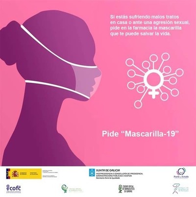 A Xunta colabora coas farmacias galegas coa posta en marcha da campaña Mascarilla-19 para axudar a posibles vítimas da violencia de xénero