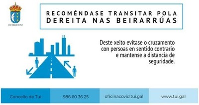 Tui recomenda transitar pola dereita nas beirarrúas 
