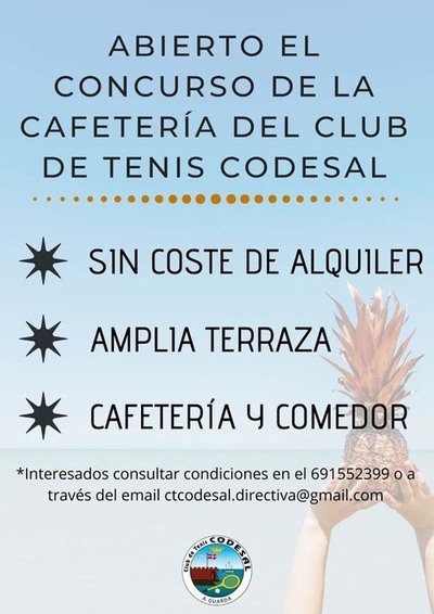 Abierto el plazo de presentación al concurso de la cafetería del Club de Tenis Codesal.