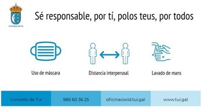 O Concello de Tui fai un chamamento á responsabilidade individual no cumprimento das normas sanitarias ante a COVID-19