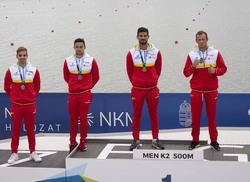 Roi Rodríguez, Albert Martí y Pedro Vázquez, histórico podio del Kayak Tudense en una copa del mundo