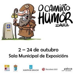 Visita á exposición -O Camiño do humor- de viñetas de Dávila en Tui