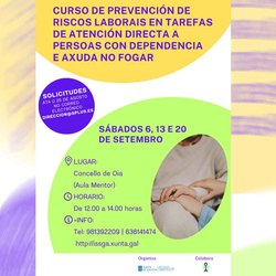 Infominho -  Oia acoger en septiembre un curso gratuito sobre riesgos laborales en ayuda a domicilio - 