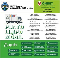 Infominho -  El Punto Limpio Mvil volver a recorrer Salvaterra desde el 6 de octubre con paradas en 17 parroquias - 
