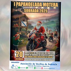 Infominho -  La Asociacin de Vecios de Sobrada(Tomio) organiza la primera Papanoelada Motera este 20 de diciembre - 