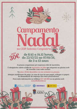 Infominho -  Arbo abre las inscripciones para su Campamento de Nadal 2025/2026 - 