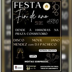 Infominho - Arbo despide 2025 con una fiesta de fin de año en la Praza Consistorio - Infominho - Arbo despide 2025 con una fiesta de fin de año en la Praza Consistorio -