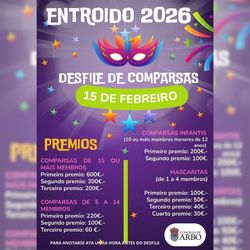 Infominho -  Arbo celebra el Entroido 2026 con comparsas, mascaritas y el aumento de premios  - 