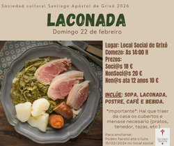Infominho -  La Sociedad Cultural Santiago Ap�stol de Grix� organiza una laconada abierta a vecinos y visitantes de Salvaterra de Mi�o - 