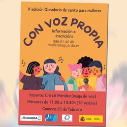 Infominho -  A Guarda abre las inscripciones de la quinta edici�n del taller femenino -Con voz propia- - 