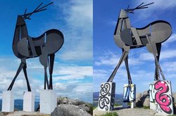 Infominho -  Indignaci�n en Vila Nova de Cerveira por da�os en su s�mbolo art�stico m�s visitado: El Cervo - 