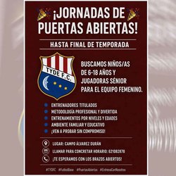 Infominho -  El TYDE F.C abre su jornada de puertas abiertas para reforzar su equipo de cara a la pr�xima temporada  - 