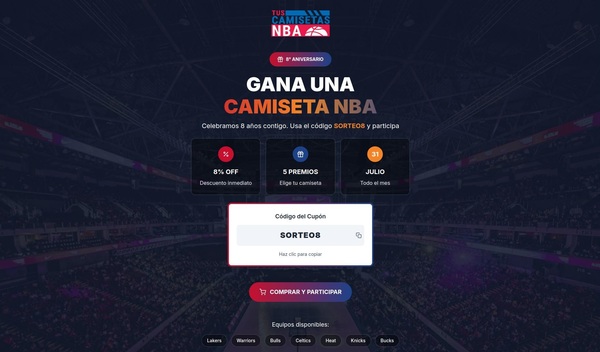 TusCamisetasNBA marca 8 aos como lder en camisetas NBA en Espaa