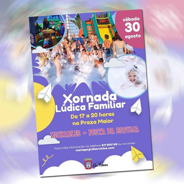 Infominho -  As Neves celebra una Jornada Ldica Familiar con hinchables y fiesta de la espuma el sbado 30 de agosto - 