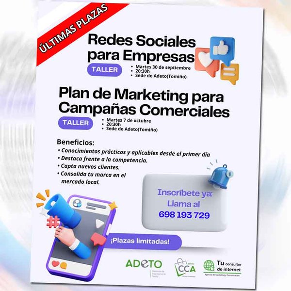 ltimas plazas para los cursos de redes sociales y marketing de ADETO en Tomio