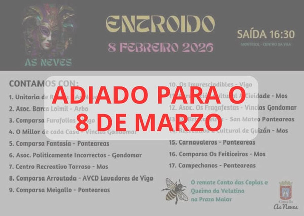 Infominho -  El desfile de Entroido regresa a As Neves el 8 de marzo con premios de hasta 200 euros - 