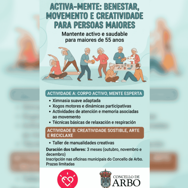 Infominho -  Arbo ofrece talleres de movimiento, memoria y creatividad para mayores de 55 a�os - 