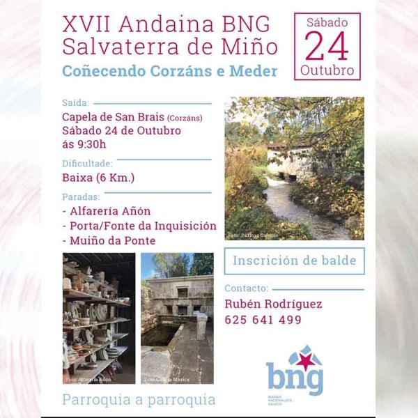 Infominho - El BNG de Salvaterra organiza este sábado una ruta por el patrimonio de Corzáns y Meder - Infominho - El BNG de Salvaterra organiza este sábado una ruta por el patrimonio de Corzáns y Meder -