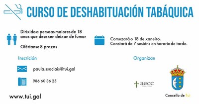 En xaneiro comezará en Tui un novo curso de Deshabituación Tabáquica En xaneiro comezará en Tui un novo curso de Deshabituación Tabáquica